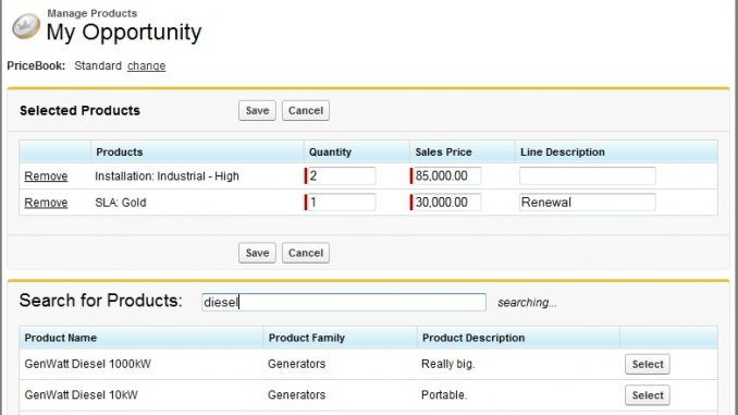 product entry screenshot
